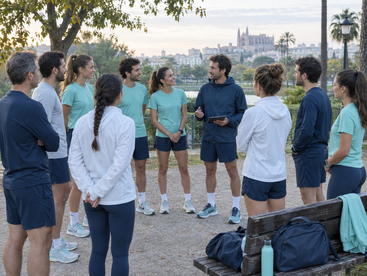 Un club reunido en el parque antes de su salida semanal